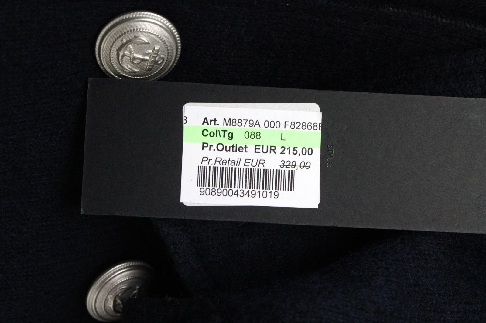 REPLAY Men Jacket L Navy Blue Wool Blend Double-Breasted Lined Casual