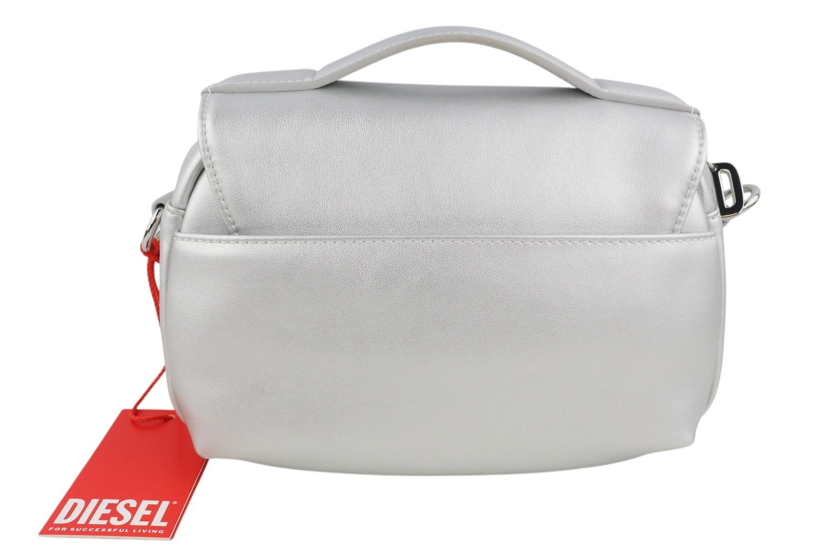 DIESEL Logos Mini Messenger Women Bag Grey Silver Chunky Chain Logo RRP250