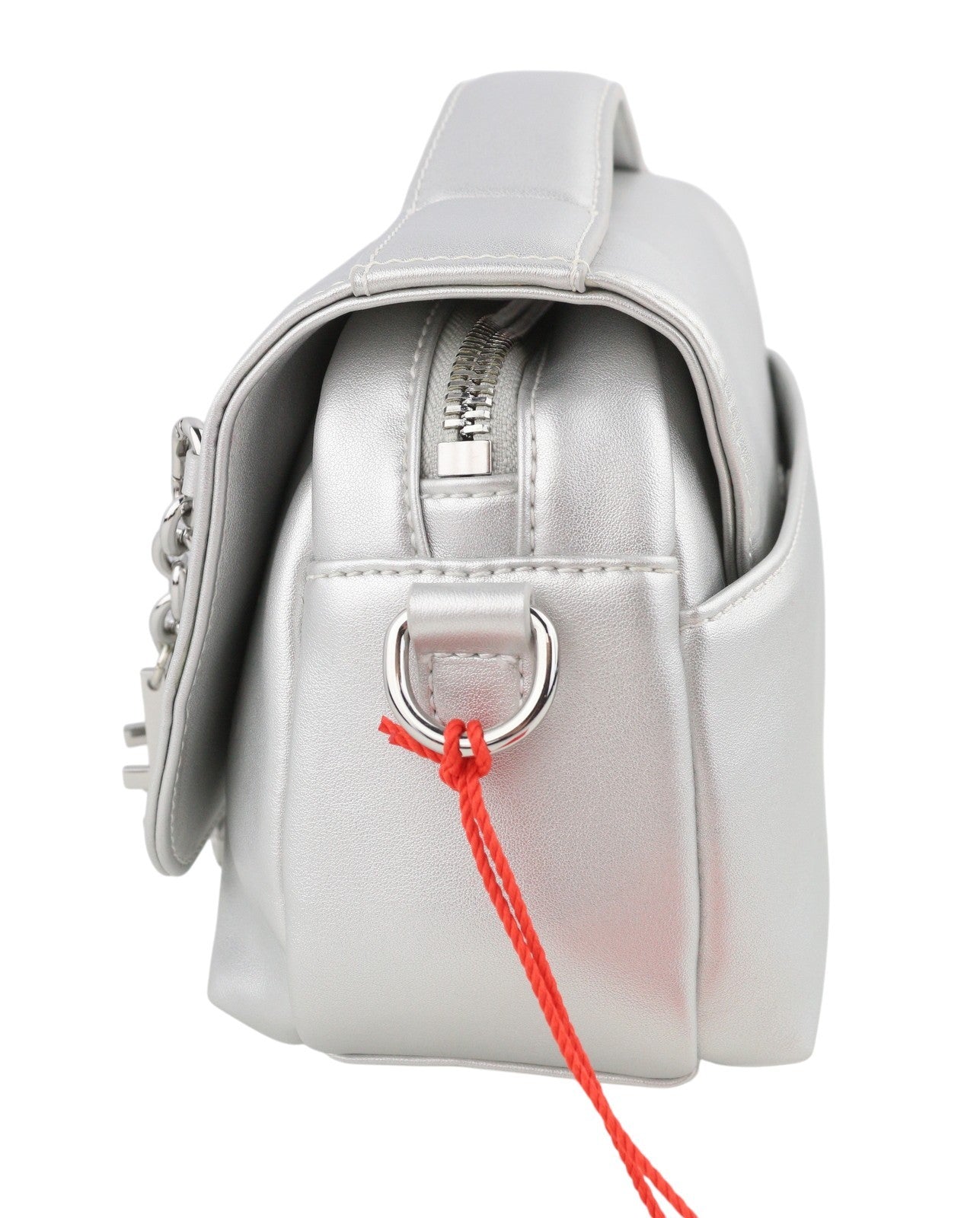 DIESEL Logos Mini Messenger Women Bag Grey Silver Chunky Chain Logo RRP250
