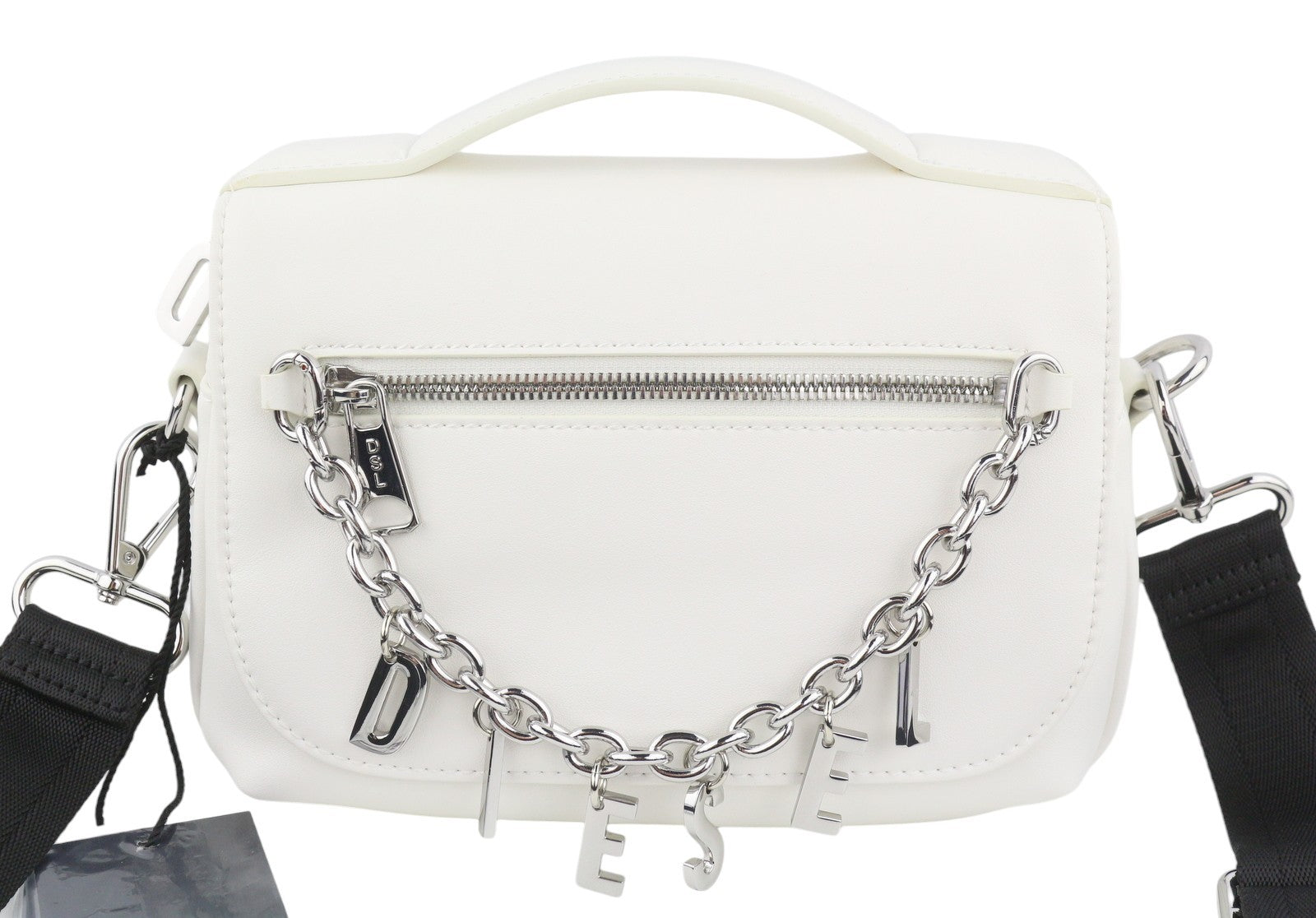 DIESEL Logos Mini Messenger Women Bag White Chunky Chain Logo Crossbody RRP250