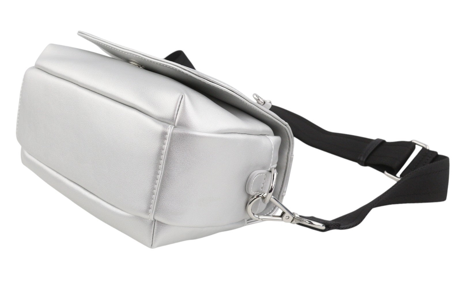 DIESEL Logos Mini Messenger Women Bag OS Grey Silver Chunky Chain Logo RRP250