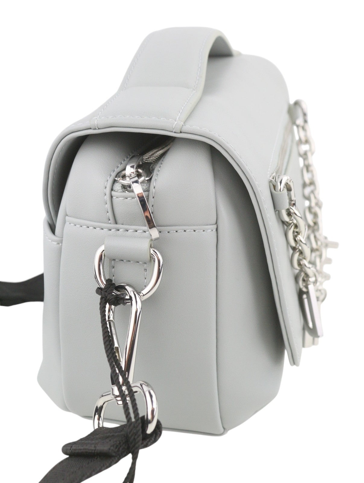 DIESEL Logos Mini Messenger Women Bag Grey Chunky Chain Logo Crossbody RRP250