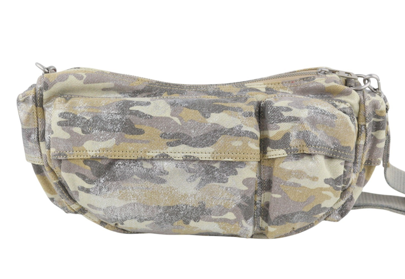 DIESEL Multi-Pkts Women Bag Glitter Camouflage Utilitarian Shell Unisex RRP375