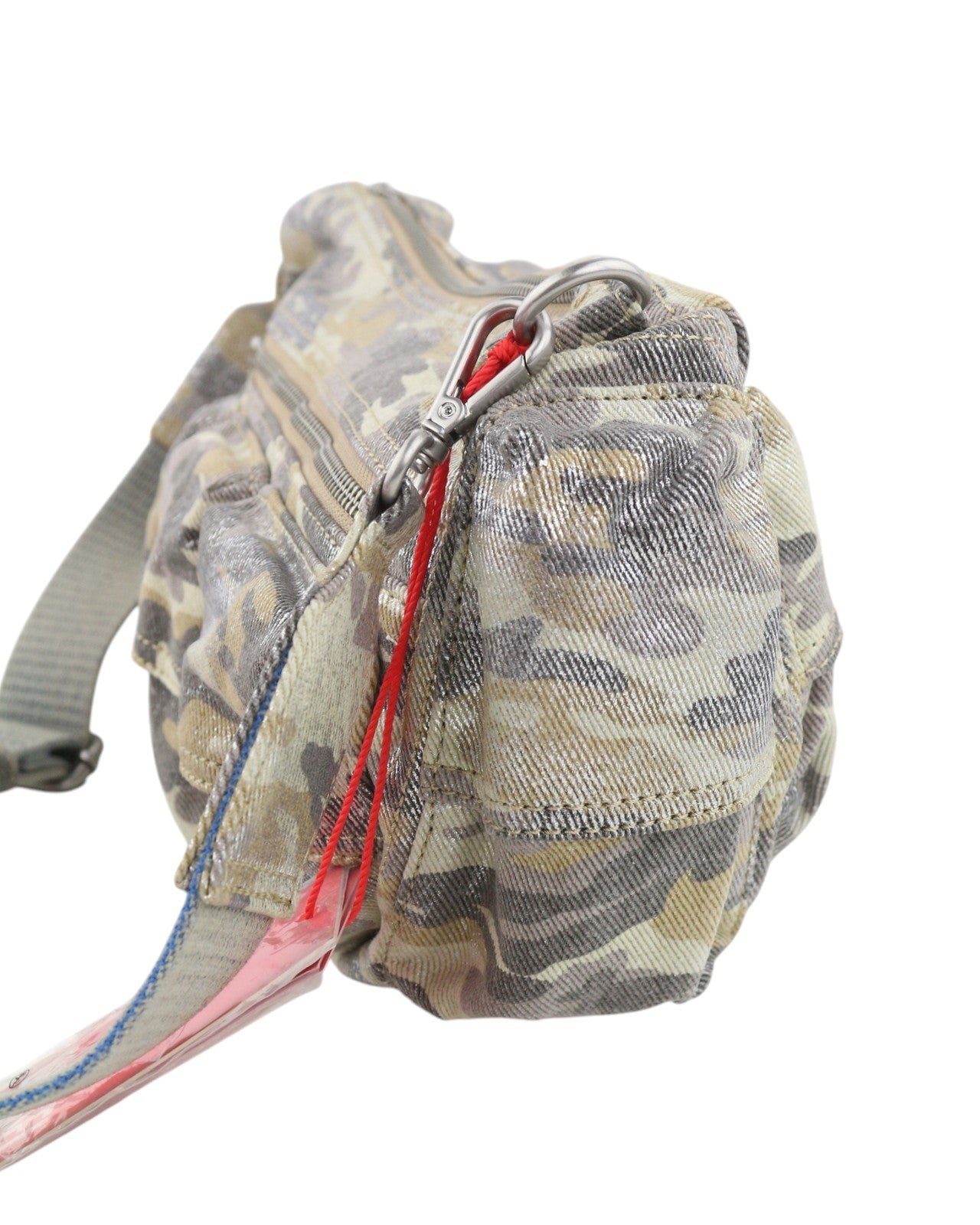 DIESEL Multi-Pkts Women Bag Glitter Camouflage Utilitarian Shell Unisex RRP375