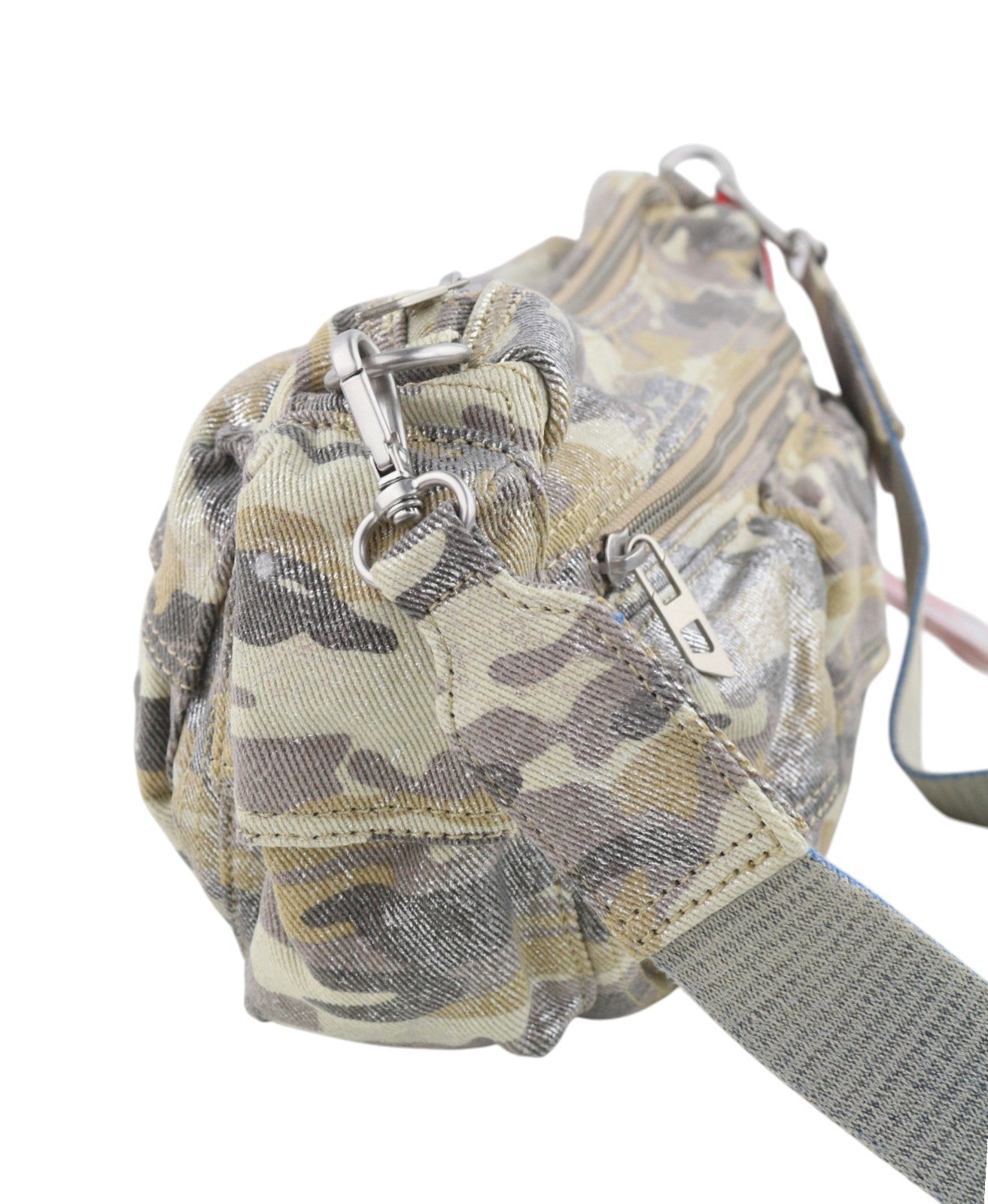 DIESEL Multi-Pkts Women Bag Glitter Camouflage Utilitarian Shell Unisex RRP375