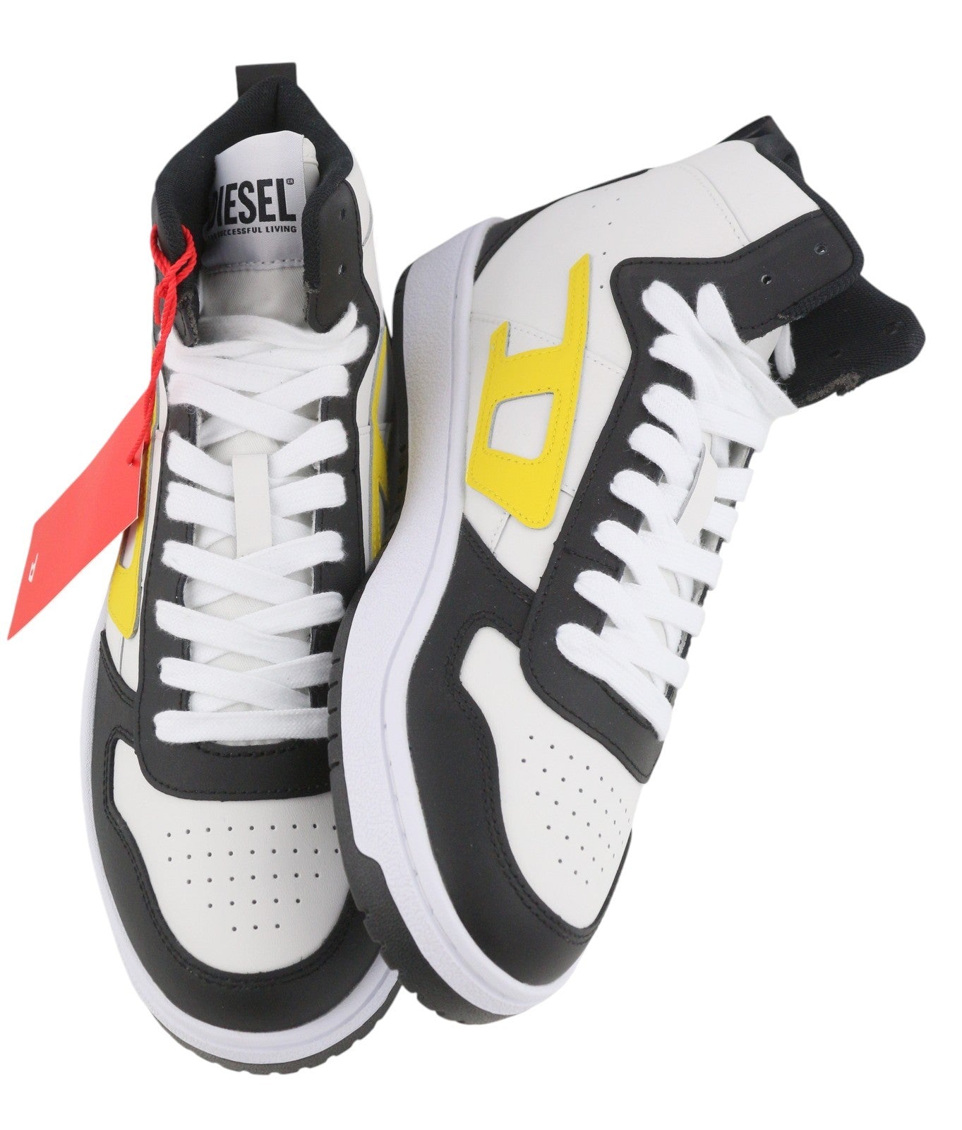 DIESEL S-Ukiyo V2 Mid Men Sneakers EU44 White Cow Leather Lace Up RRP215