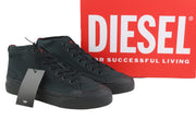 DIESEL S-Athos Mid Men Sneakers EU45 Black Canvas Almond Toe Laced RRP150