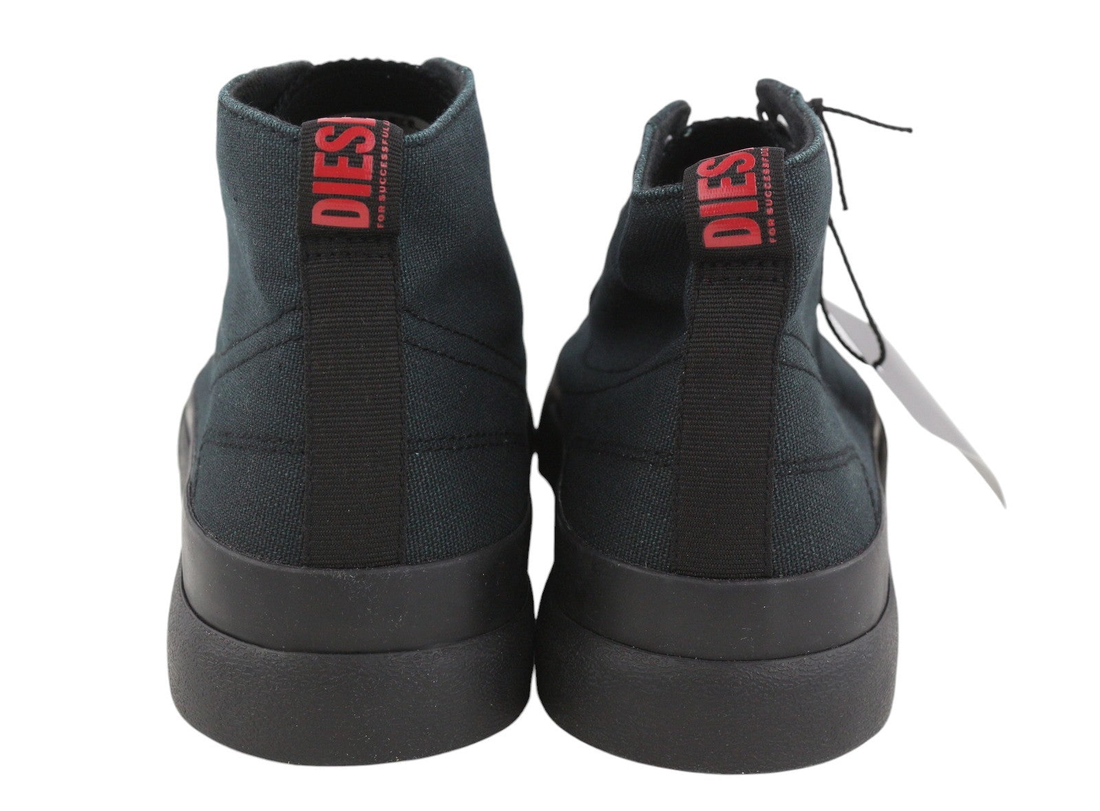 DIESEL S-Athos Mid Men Sneakers EU43 Black Canvas Almond Toe Laced RRP150
