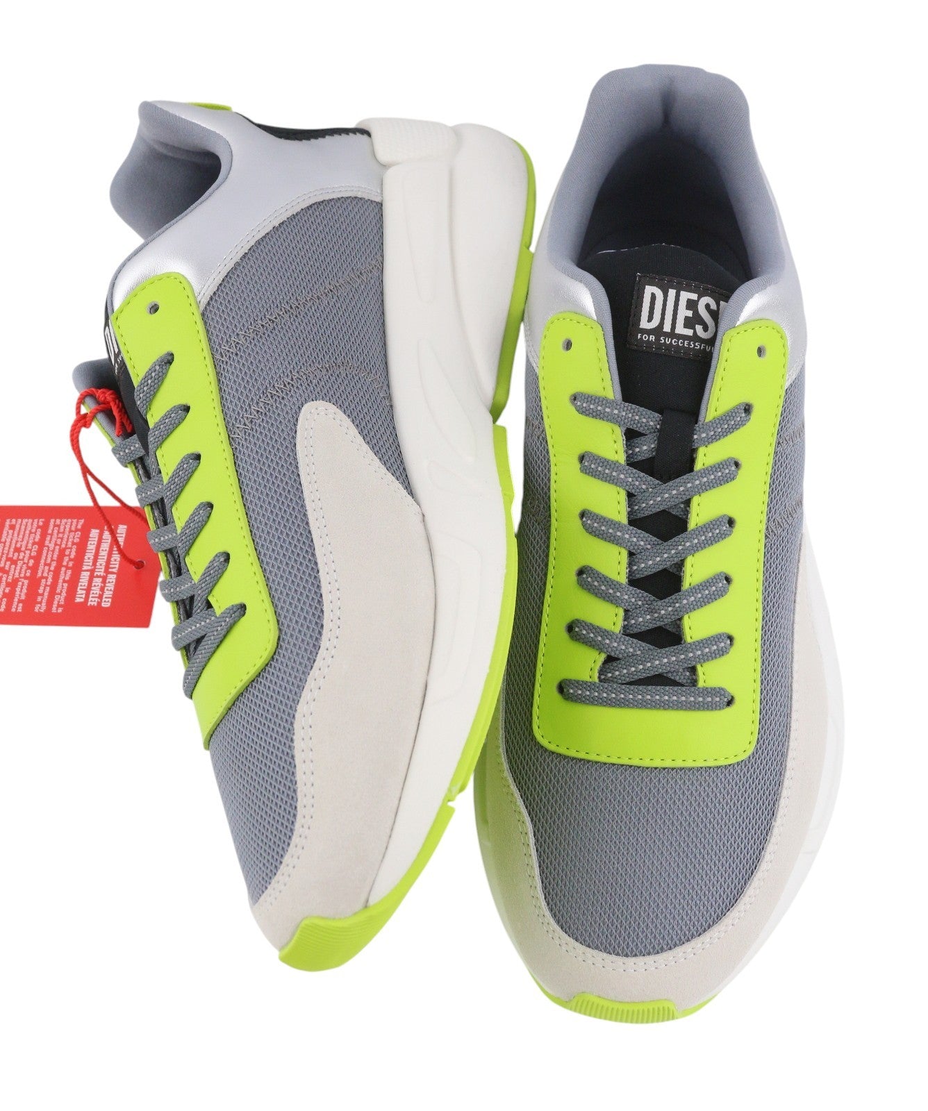 DIESEL S-Serena Low Men Sneakers EU46 Grey Leather Details Almond Lace RRP195