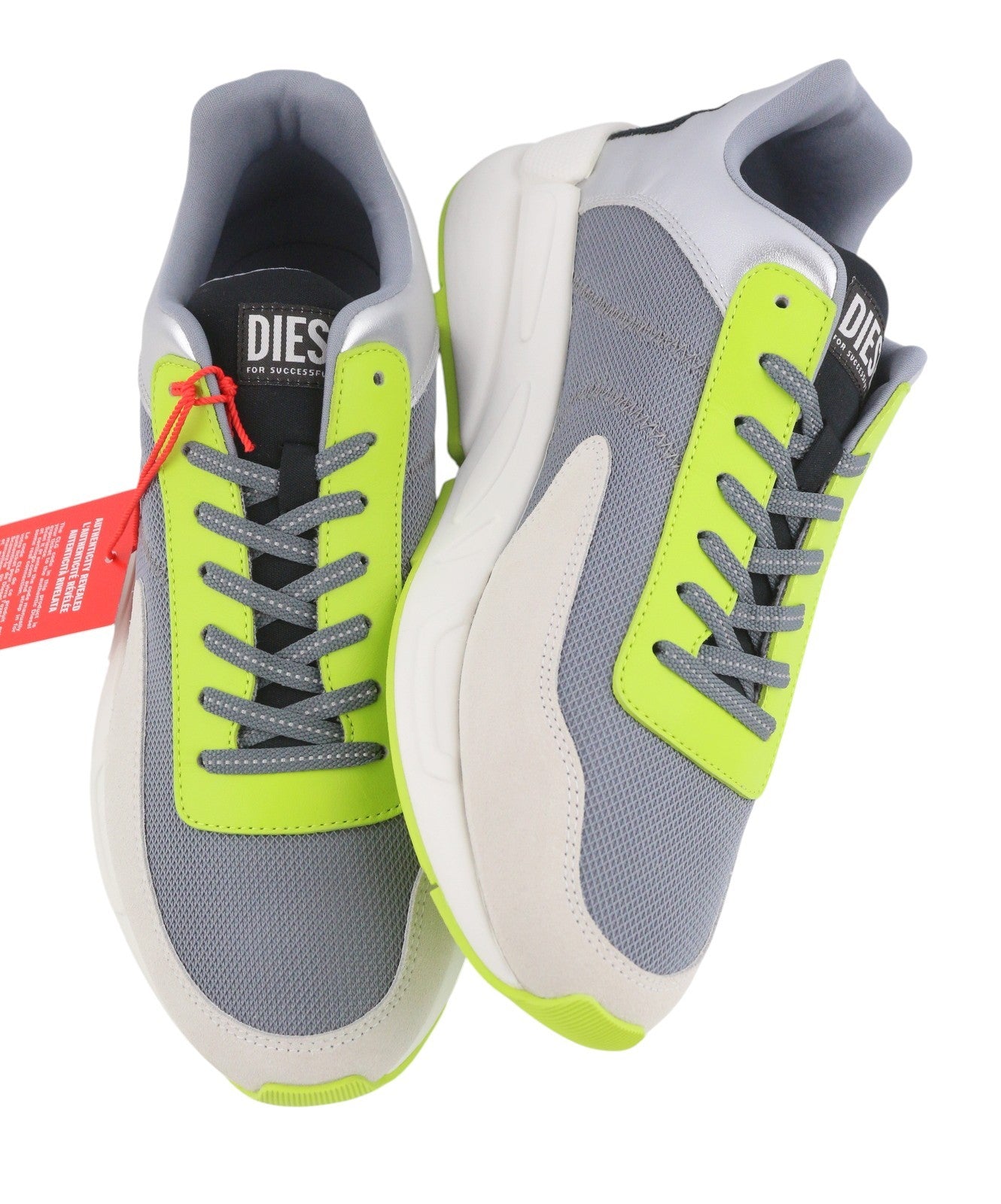 DIESEL S-Serena Low Men Sneakers EU45 Grey Leather Details Almond Lace RRP195