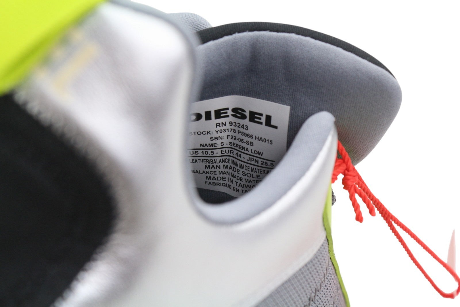 DIESEL S-Serena Low Men Sneakers EU44 Grey Leather Details Almond Lace RRP195
