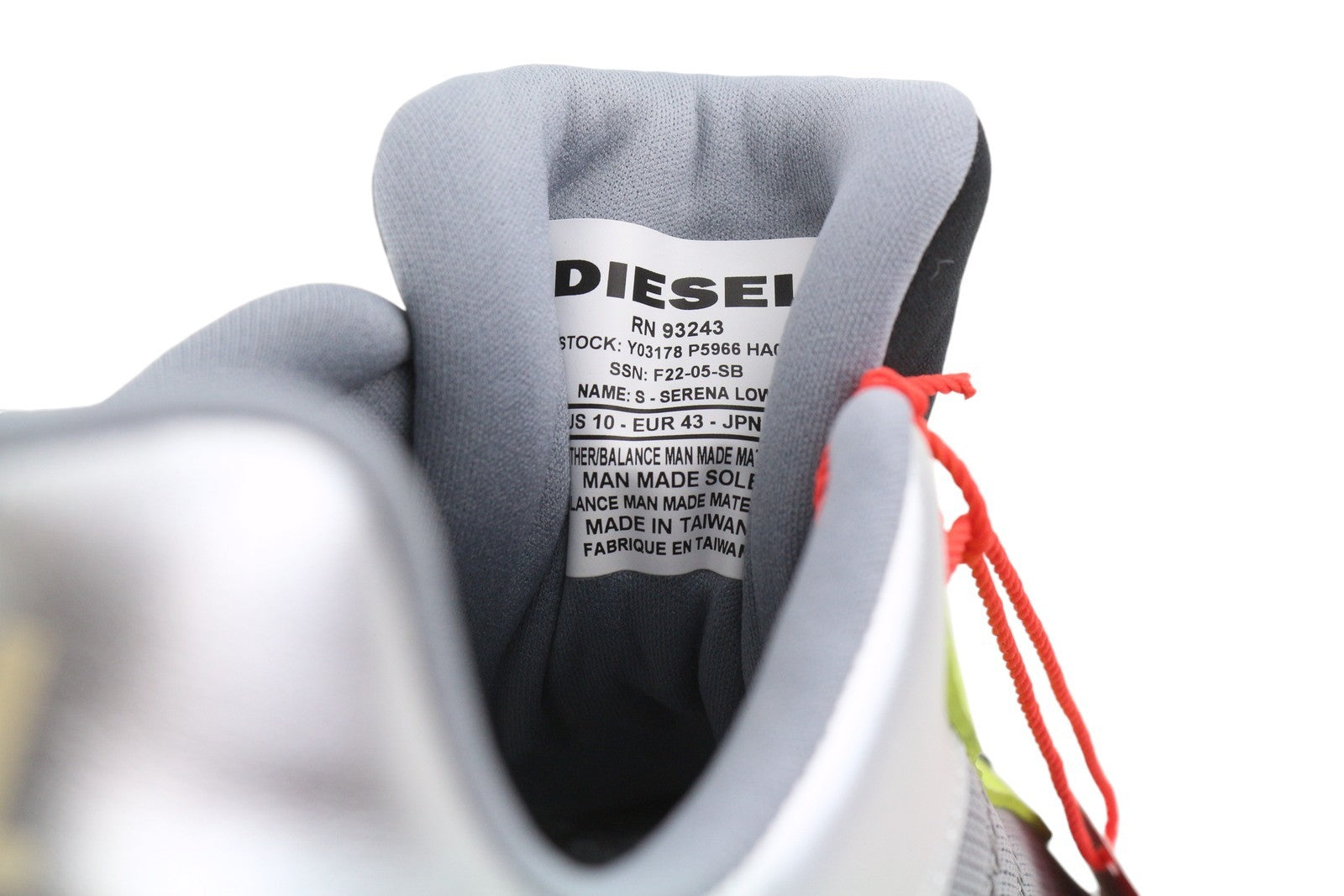 DIESEL S-Serena Low Men Sneakers EU43 Grey Leather Details Almond Lace RRP195