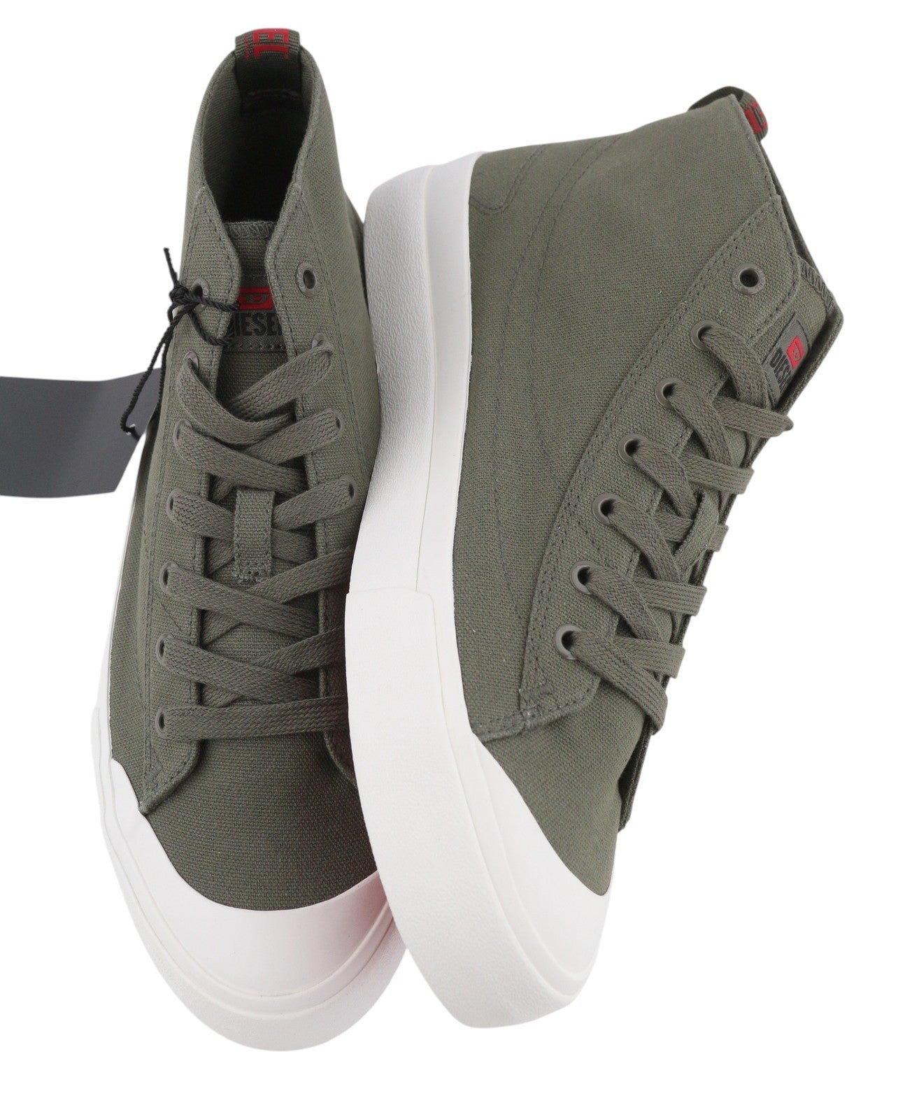 DIESEL S-Athos Mid Men Sneakers EU45 Olive Nigh Canvas Almond Toe Laced RRP150