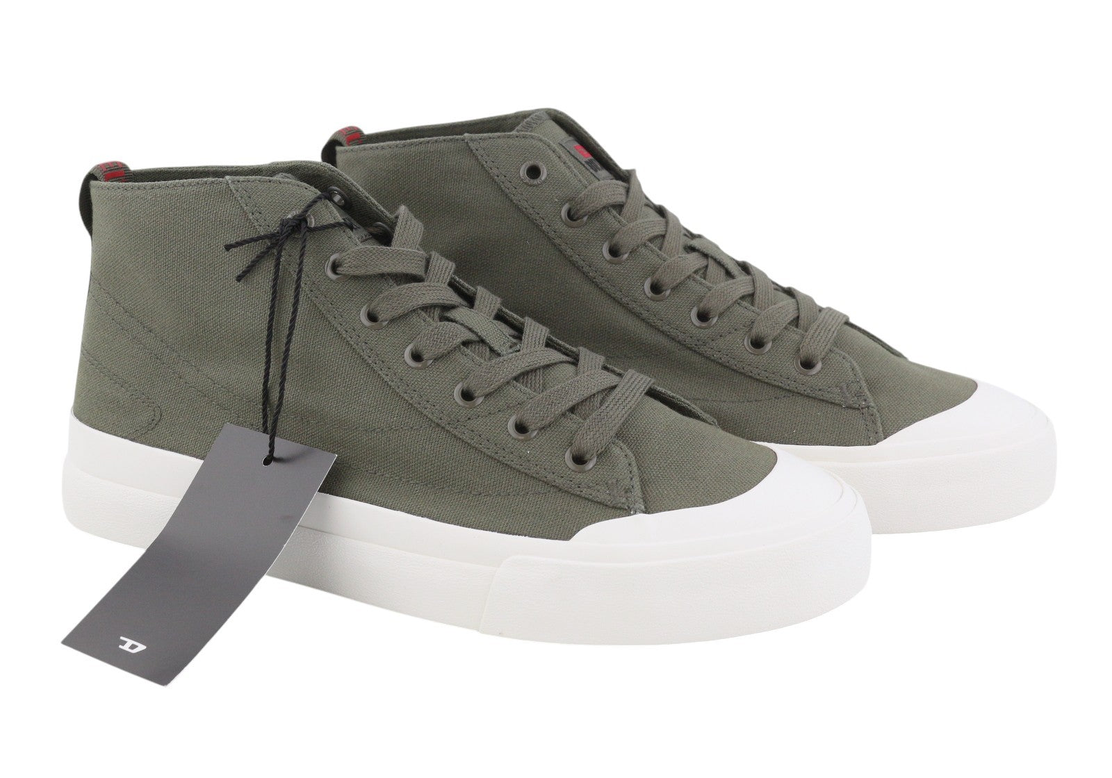 DIESEL S-Athos Mid Men Sneakers EU43 Olive Nigh Canvas Almond Toe Laced RRP150