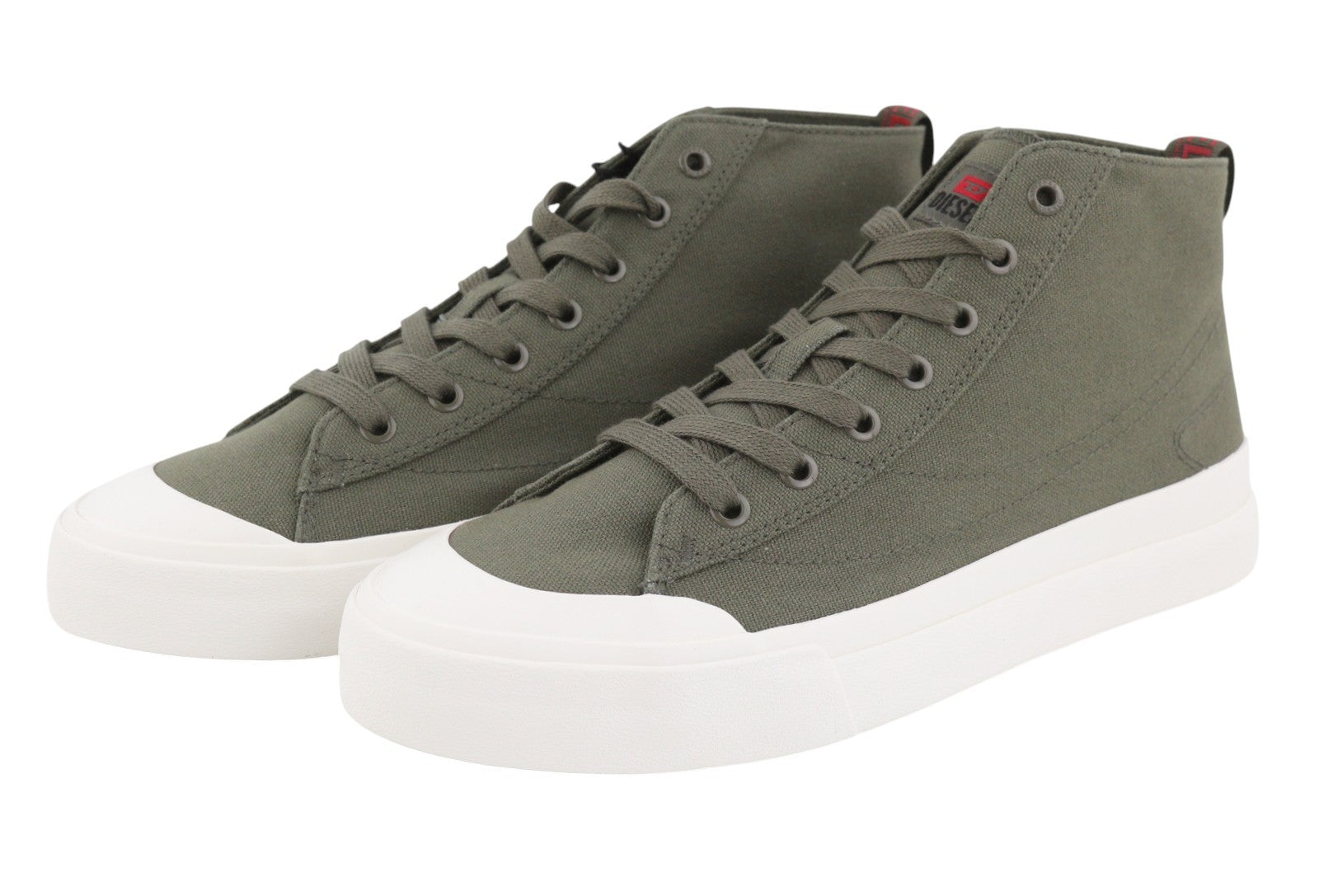 DIESEL S-Athos Mid Men Sneakers EU43 Olive Nigh Canvas Almond Toe Laced RRP150