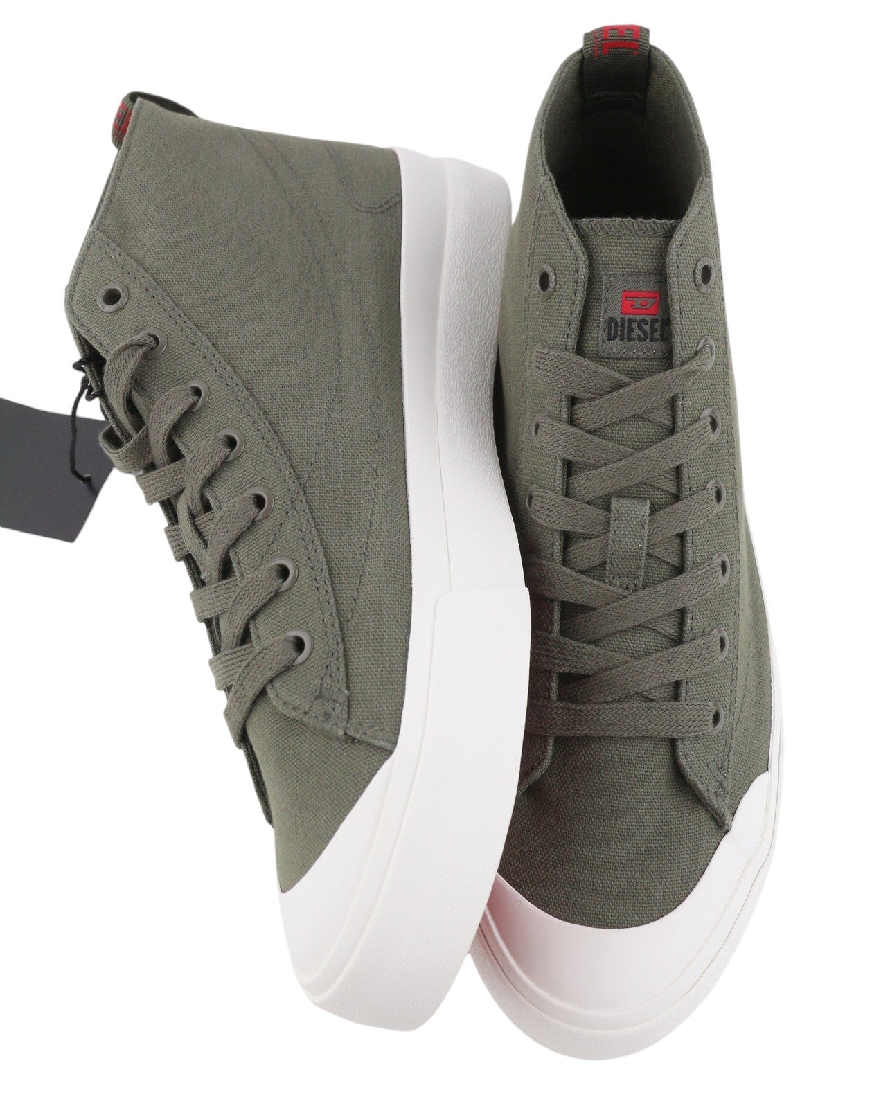 DIESEL S-Athos Mid Men Sneakers EU43 Olive Nigh Canvas Almond Toe Laced RRP150