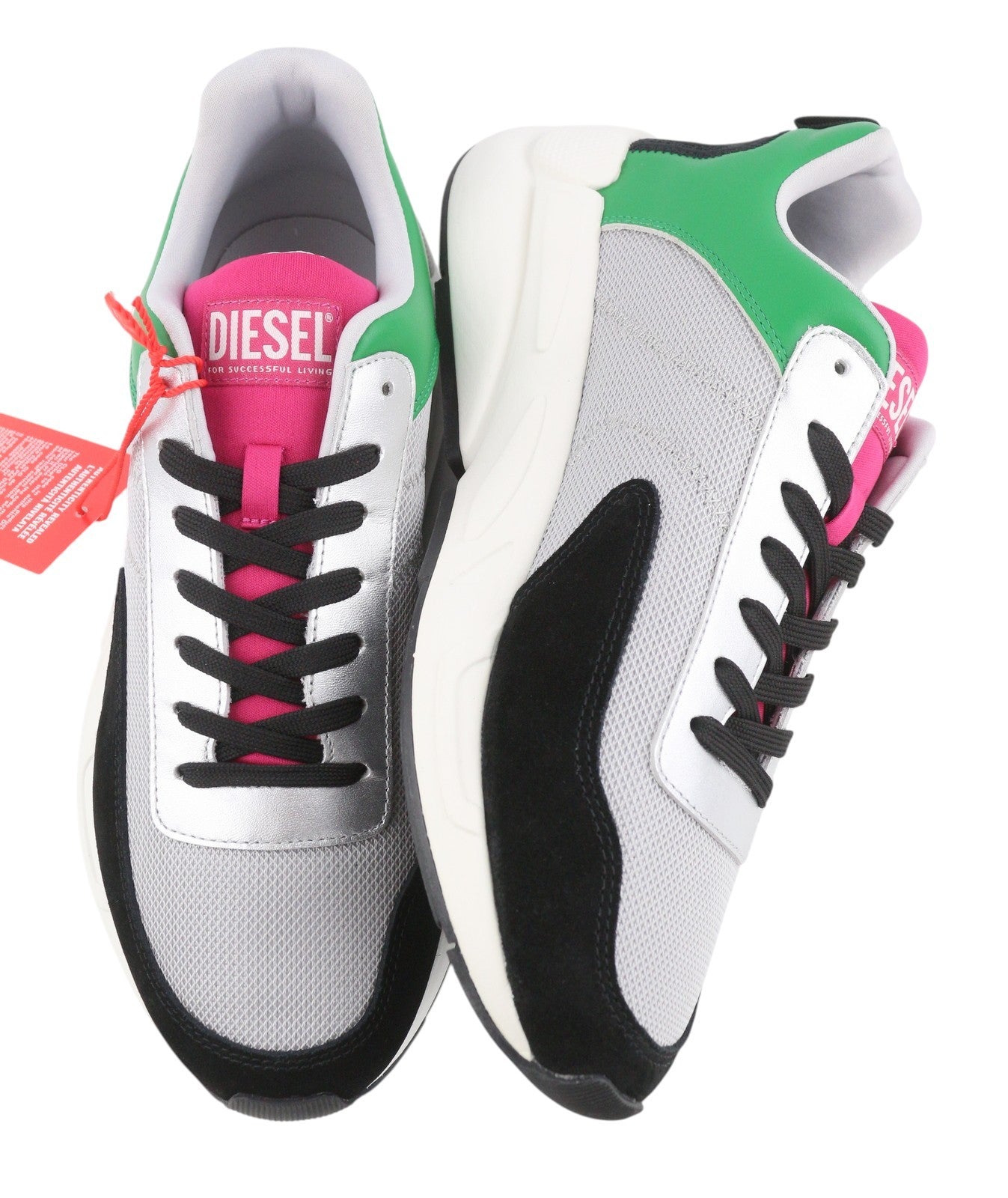 DIESEL S-Serena Low Men Sneakers EU46 Grey Leather Details Almond Toe RRP195