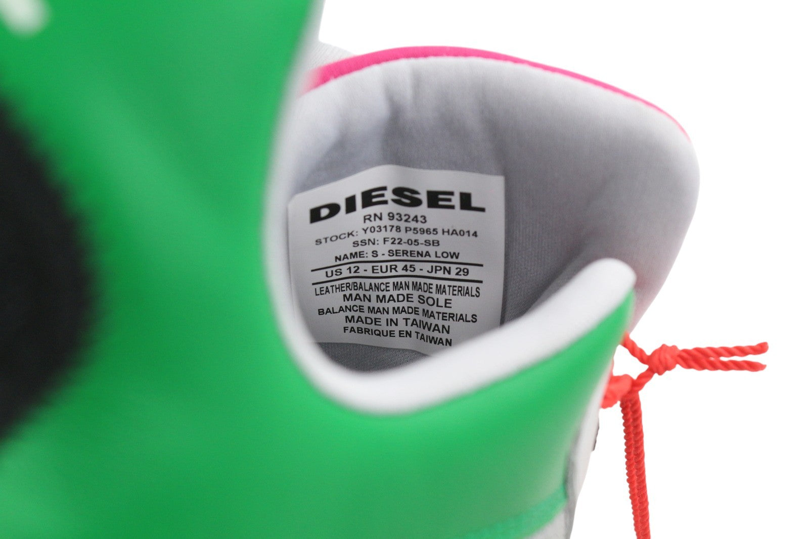 DIESEL S-Serena Low Men Sneakers EU45 Grey Leather Details Almond Toe RRP195