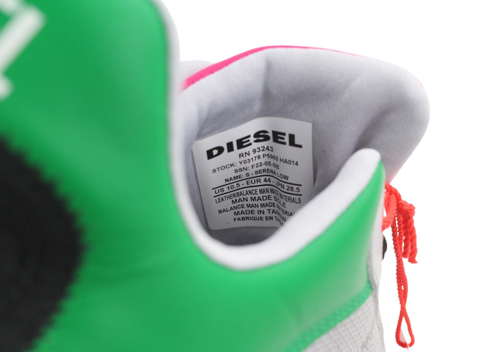 DIESEL S-Serena Low Men Sneakers EU44 Grey Leather Details Almond Toe RRP195