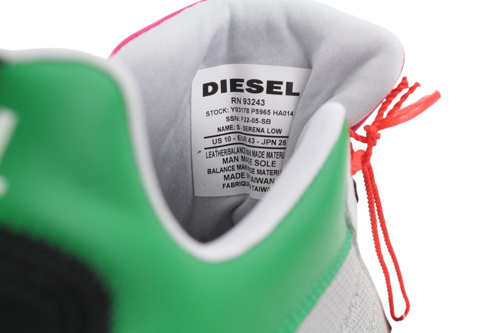 DIESEL S-Serena Low Men Sneakers EU43 Grey Leather Details Almond Toe RRP195