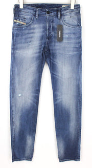 DIESEL D-Bazer 084DD Men Jeans W29/L34 Tapered Fit Washed Blue Cotton Stretch
