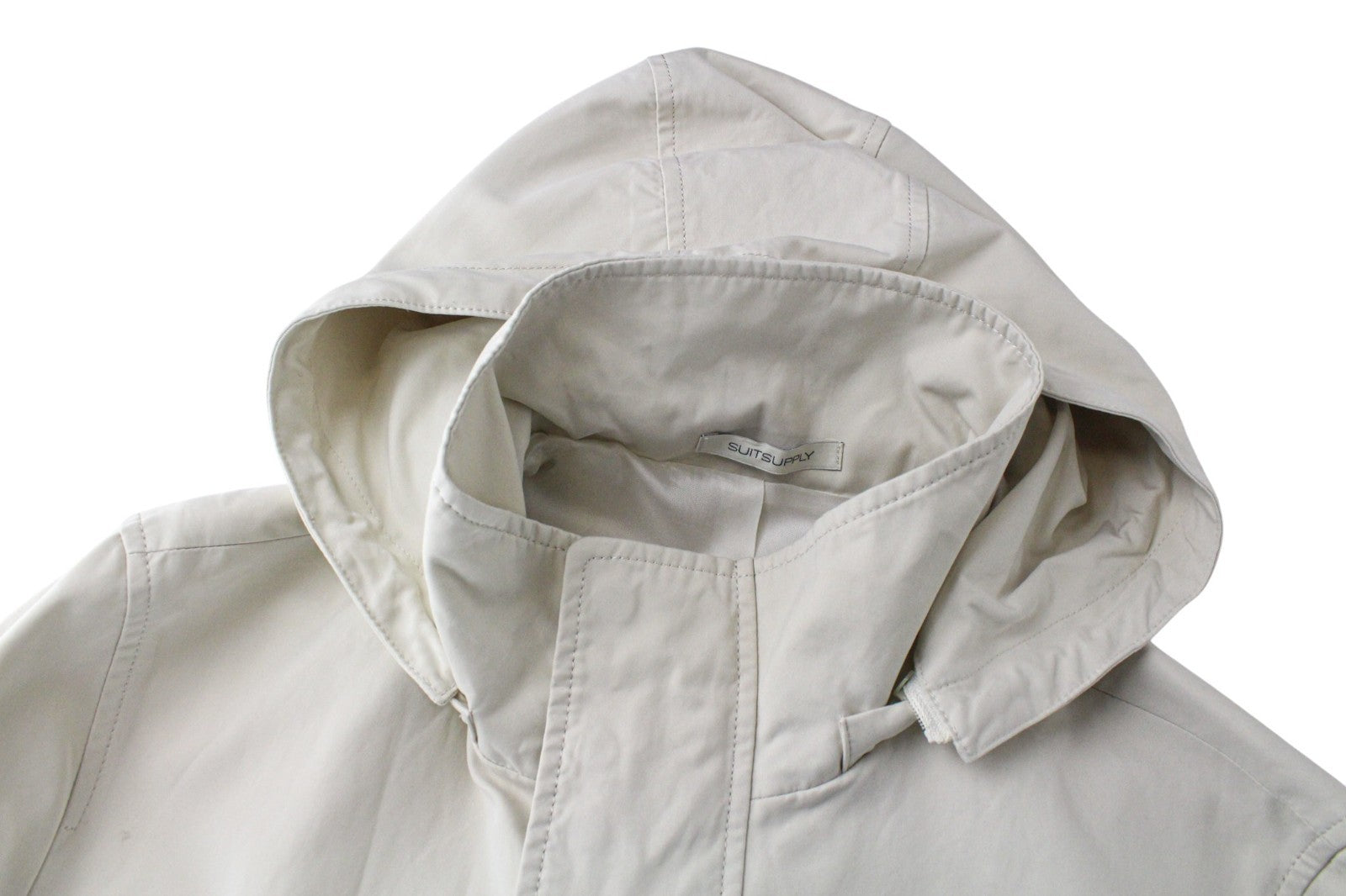 SUITSUPPLY Piemonte Men Jacket UK34R Beige Slim Water-Repellent Hooded Parka