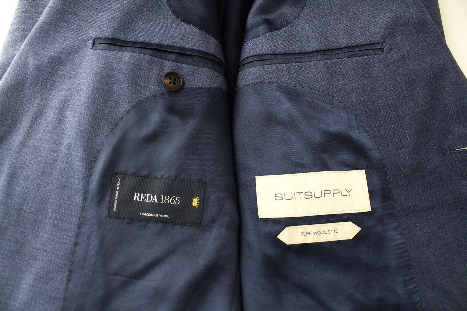 SUITSUPPLY Napoli Men Suit UK32R Blue 2-Piece Traceable Wool S110s Melange