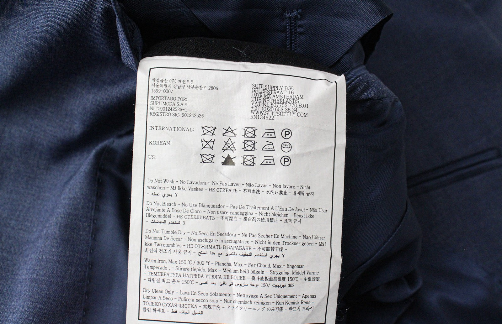 SUITSUPPLY Napoli Men Suit UK32R Blue 2-Piece Traceable Wool S110s Melange