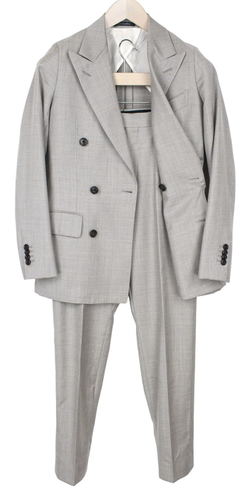 SUITSUPPLY La Spalla Men Suit UK30R Light Brown 2Pc Two-Row Slim Melange Wool