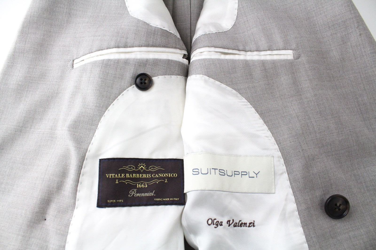 SUITSUPPLY La Spalla Men Suit UK30R Light Brown 2Pc Two-Row Slim Melange Wool