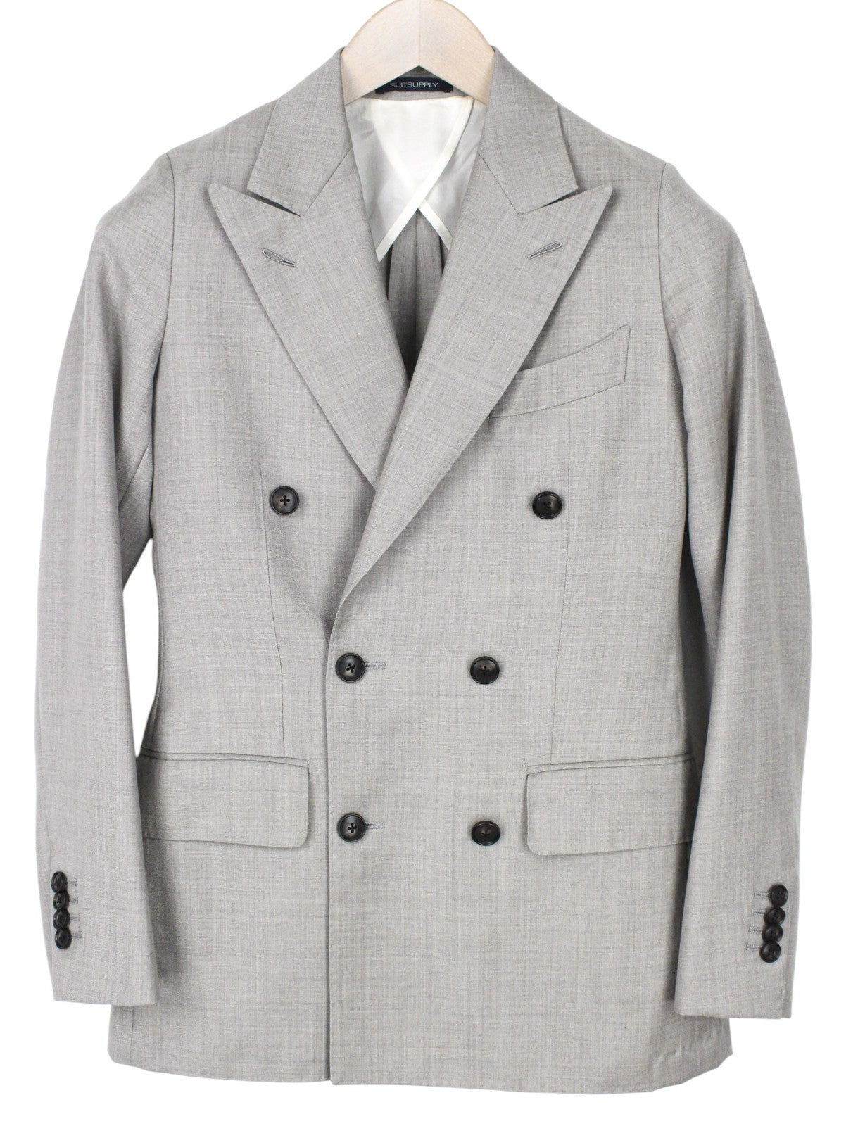 SUITSUPPLY La Spalla Men Suit UK30R Light Brown 2Pc Two-Row Slim Melange Wool