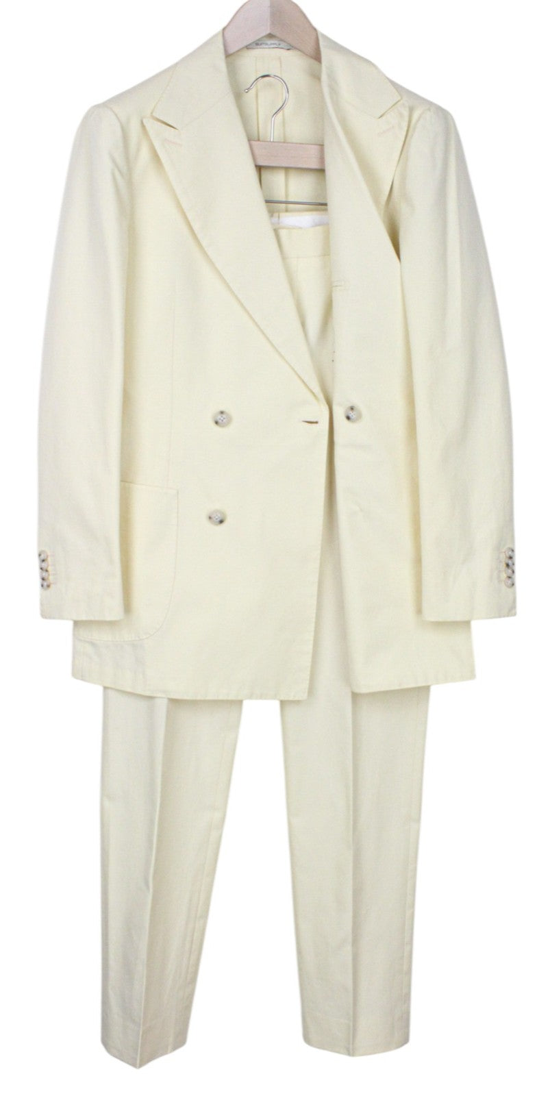 SUITSUPPLY Havana Men Suit UK38R Yellow 2-Piece Two-Row Slim Unlined Cotton