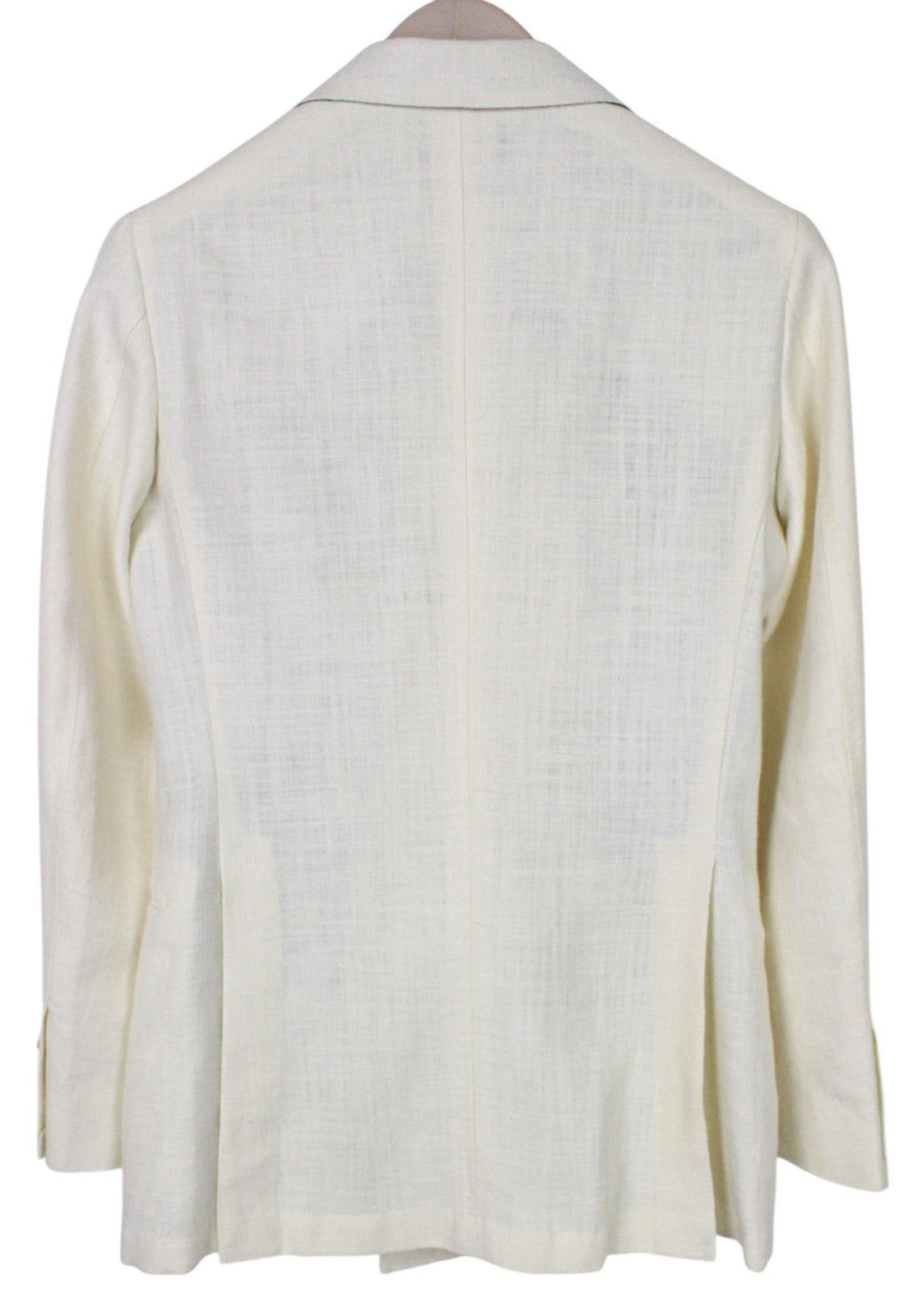 SUITSUPPLY La Spalla Men Suit UK30R Off-White 2-Piece Two-Row Slim Silk Linen