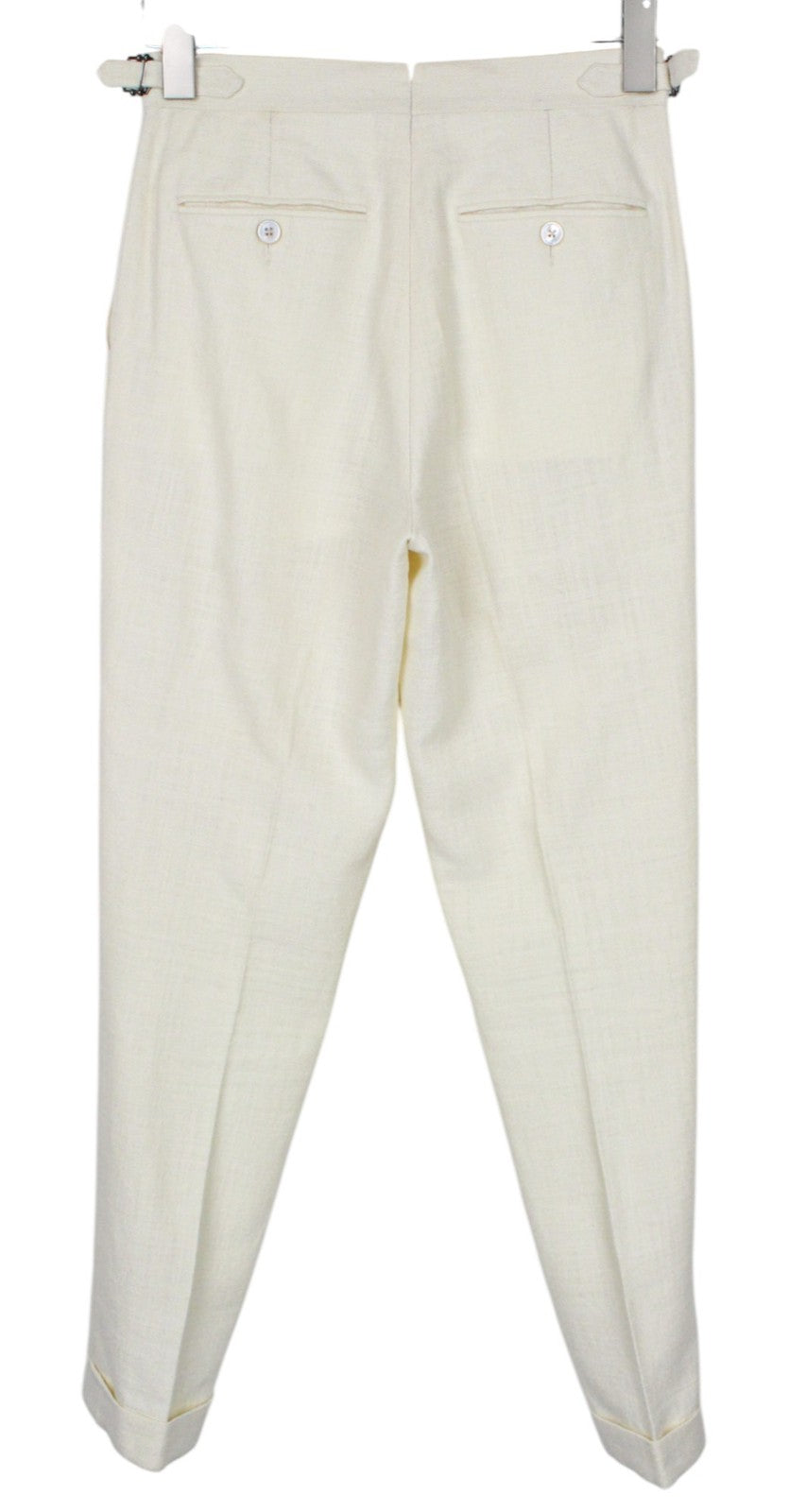 SUITSUPPLY La Spalla Men Suit UK30R Off-White 2-Piece Two-Row Slim Silk Linen