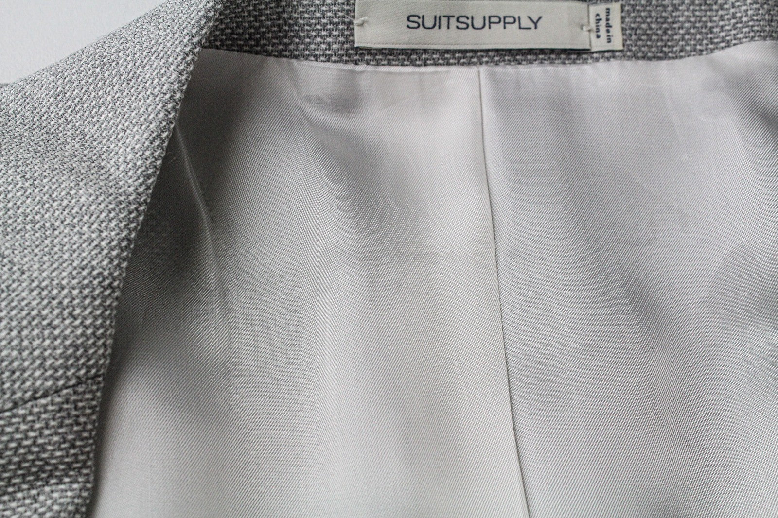 SUITSUPPLY Havana Jetted Men Suit UK44R Grey 2-Piece Slim Melange Pure Wool