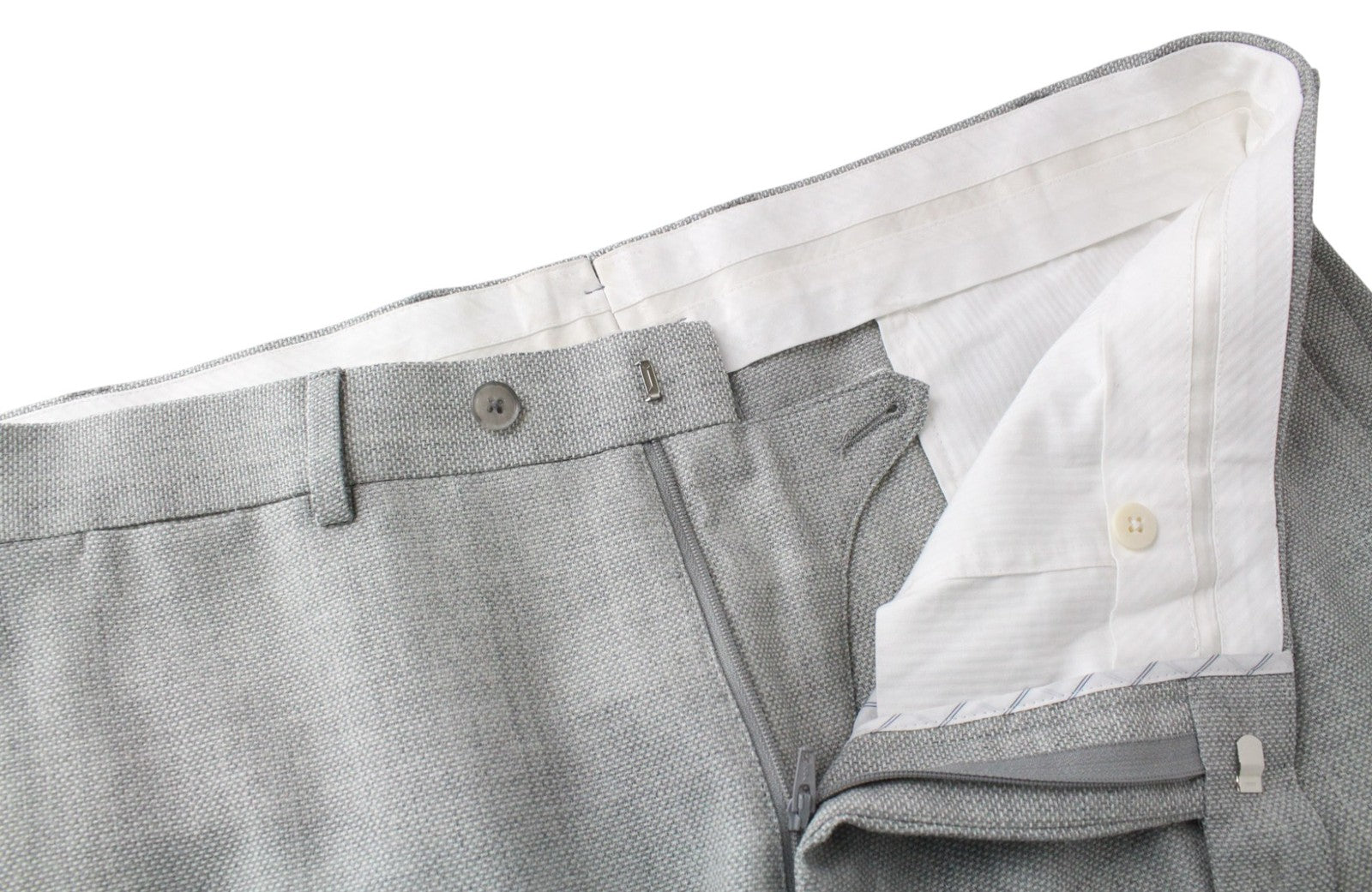 SUITSUPPLY Havana Jetted Men Suit UK44R Grey 2-Piece Slim Melange Pure Wool