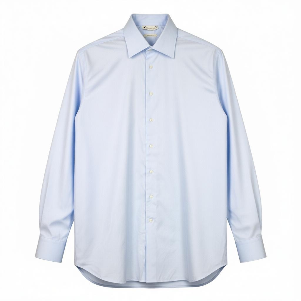 SUITSUPPLY Men Shirt 44-7/17 1/2L Slim Blue Pure Cotton Button-Up Twill
