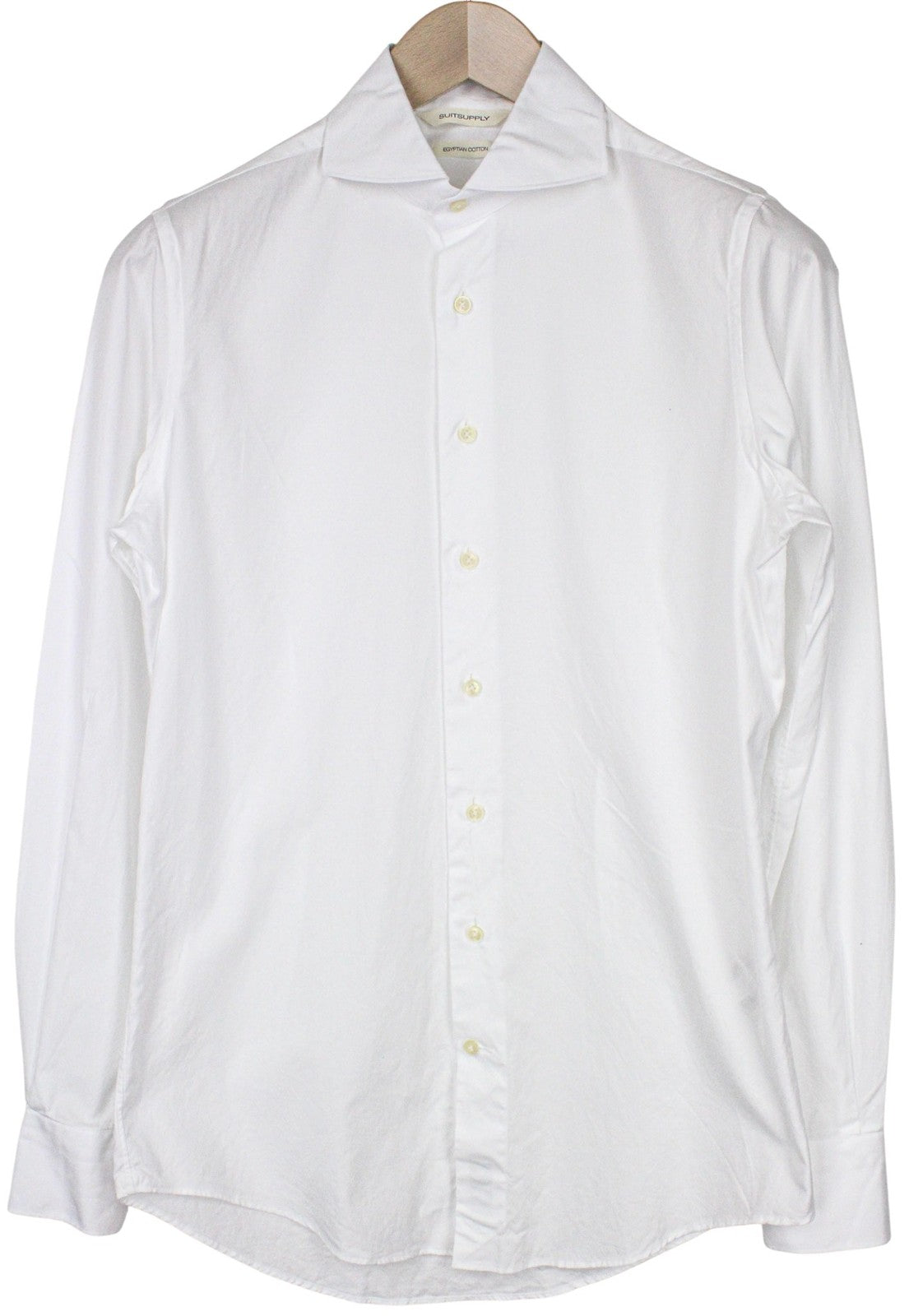 SUITSUPPLY Men Shirt 37/14 1/2 Extra Slim White Pure Egyptian Cotton Twill