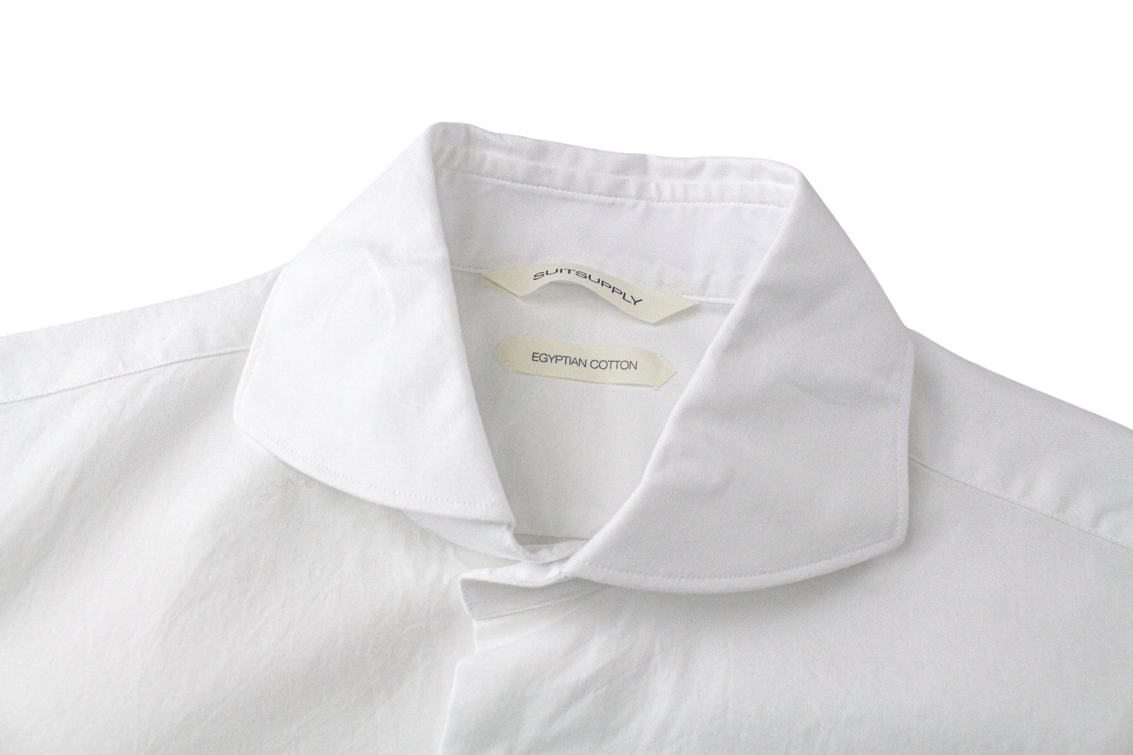 SUITSUPPLY Men Shirt 37/14 1/2 Extra Slim White Pure Egyptian Cotton Twill