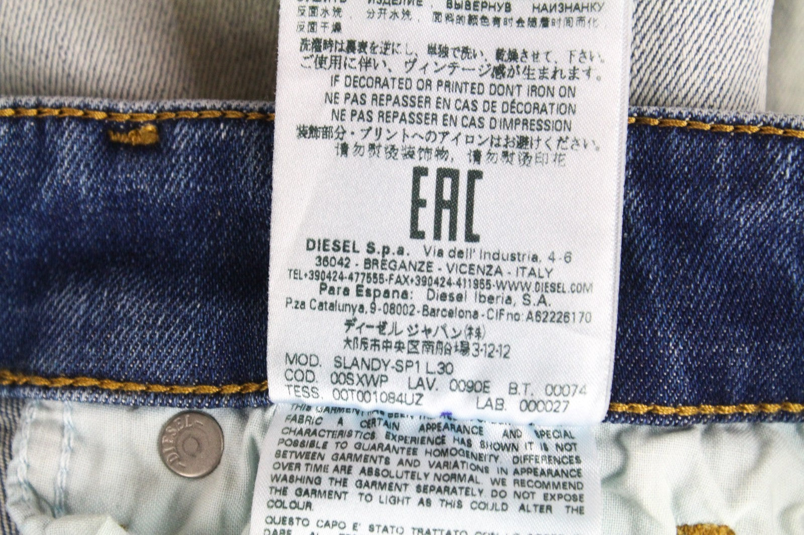 DIESEL Slandy-SP1 0090E Women Jeans W24/L30 Girls Blue Super Slim Skinny Stretch