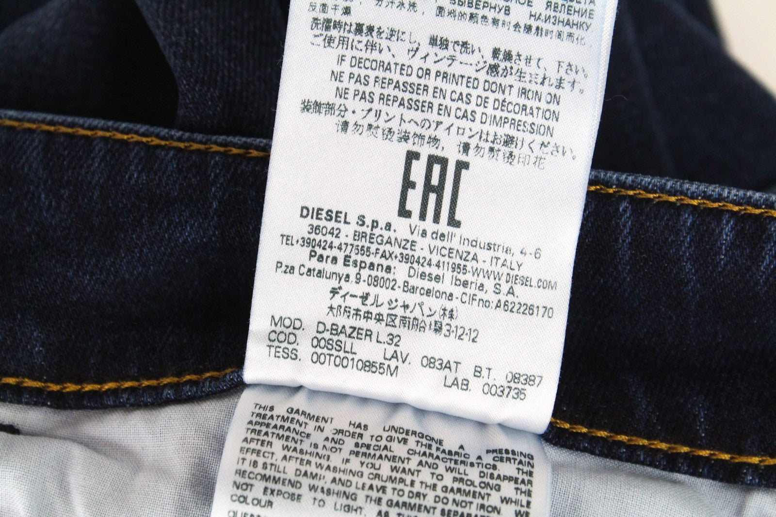 DIESEL D-Bazer 083AT Men Jeans W26/L32 Boys Tapered Fit Blue Cotton Stretch