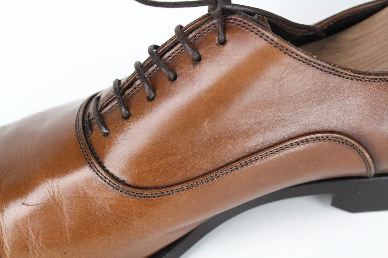 SUITSUPPLY Men Formal Shoes EU42 Brown Genuine Leather Classic Laced Low-Top