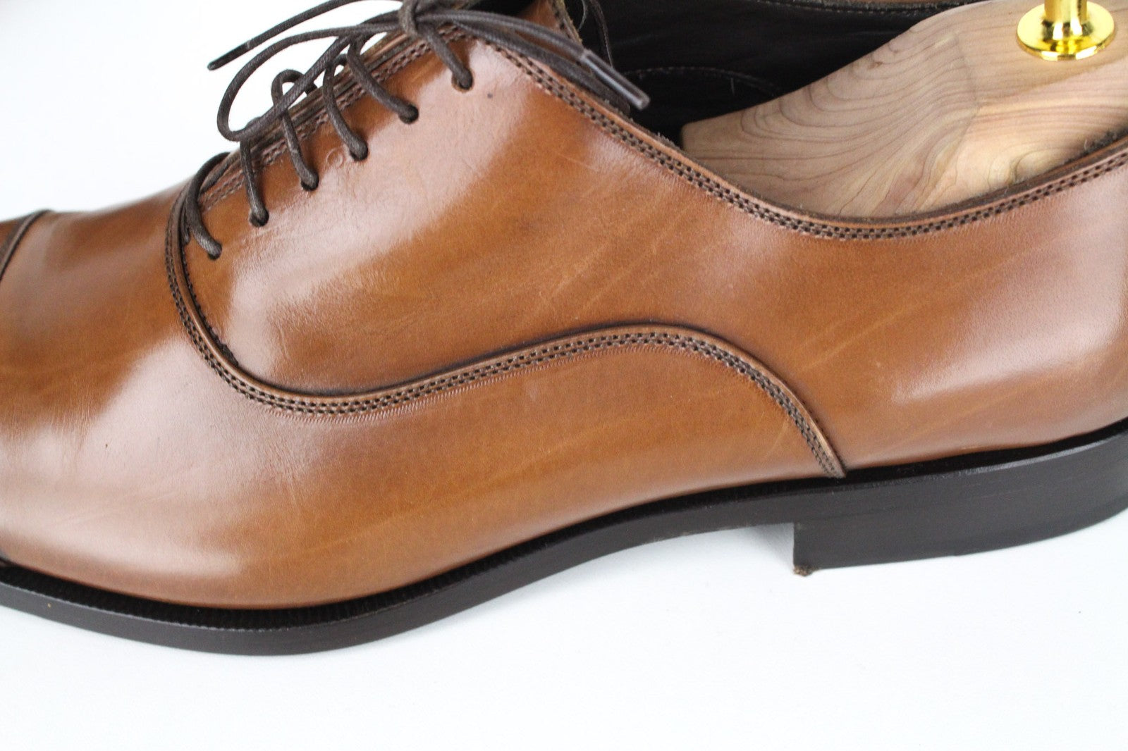 SUITSUPPLY Men Formal Shoes EU42 Brown Genuine Leather Classic Laced Low-Top