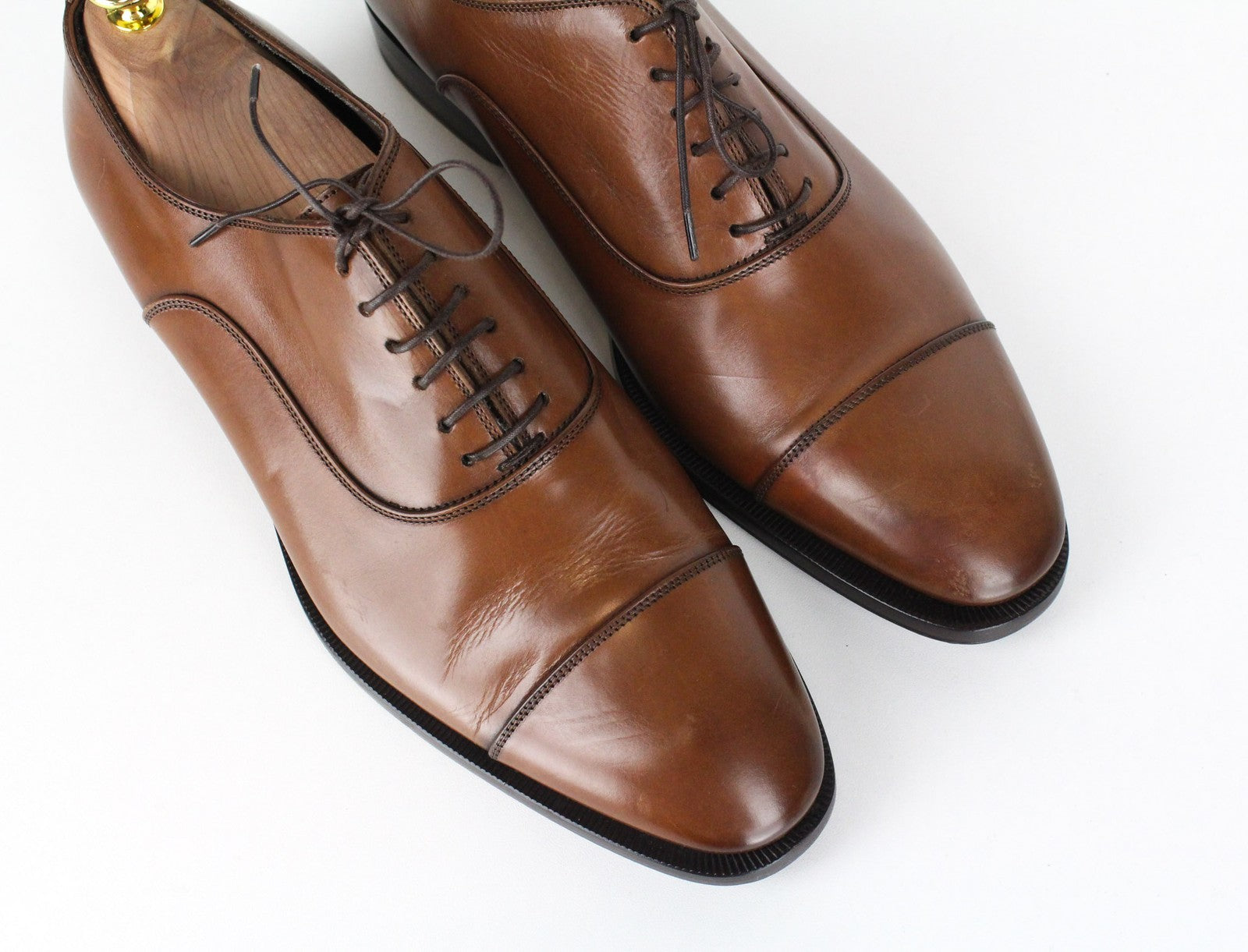 SUITSUPPLY Men Formal Shoes EU42 Brown Genuine Leather Classic Laced Low-Top