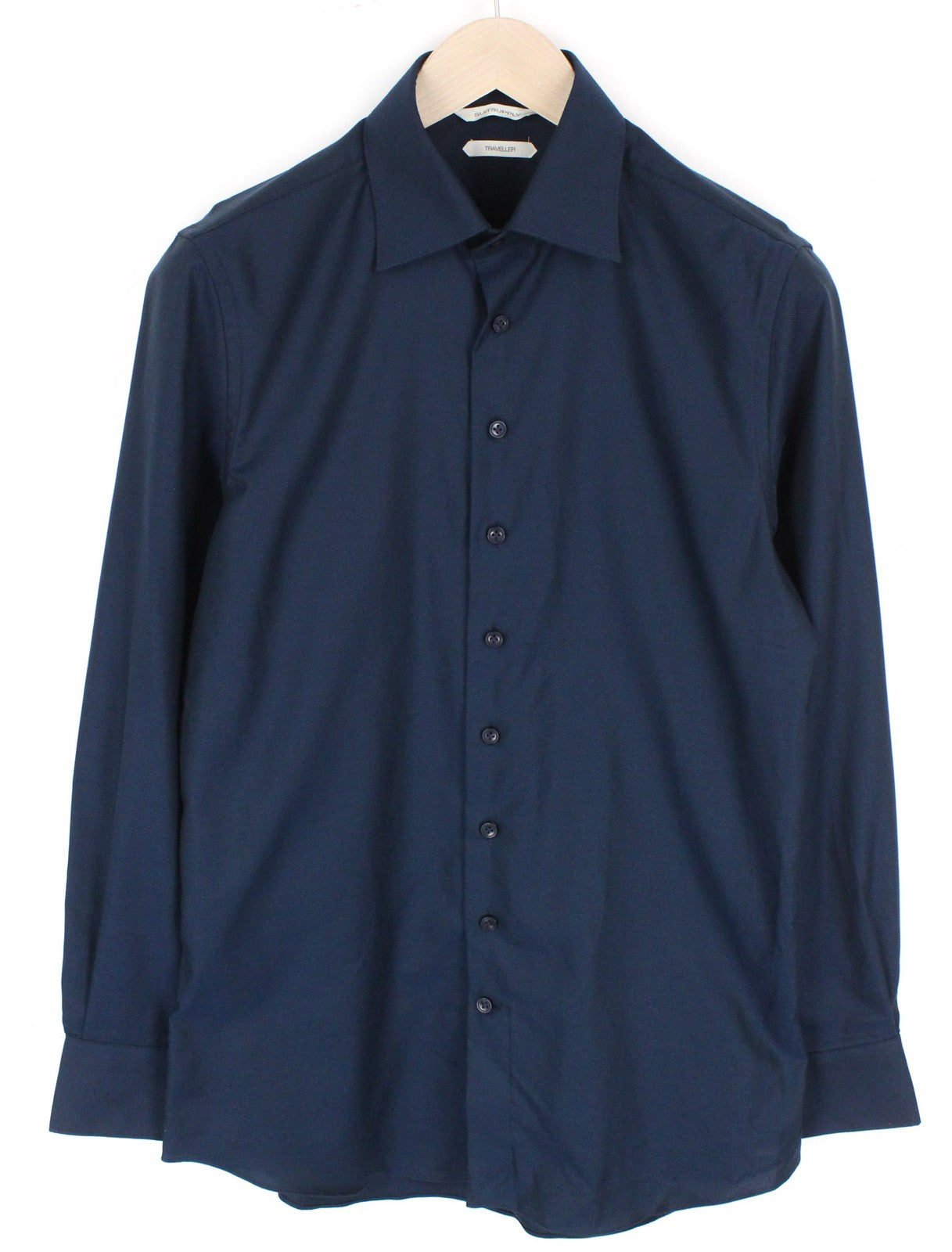 SUITSUPPLY Traveller Men Shirt 39 Extra Slim Navy Pure Cotton Button-Up