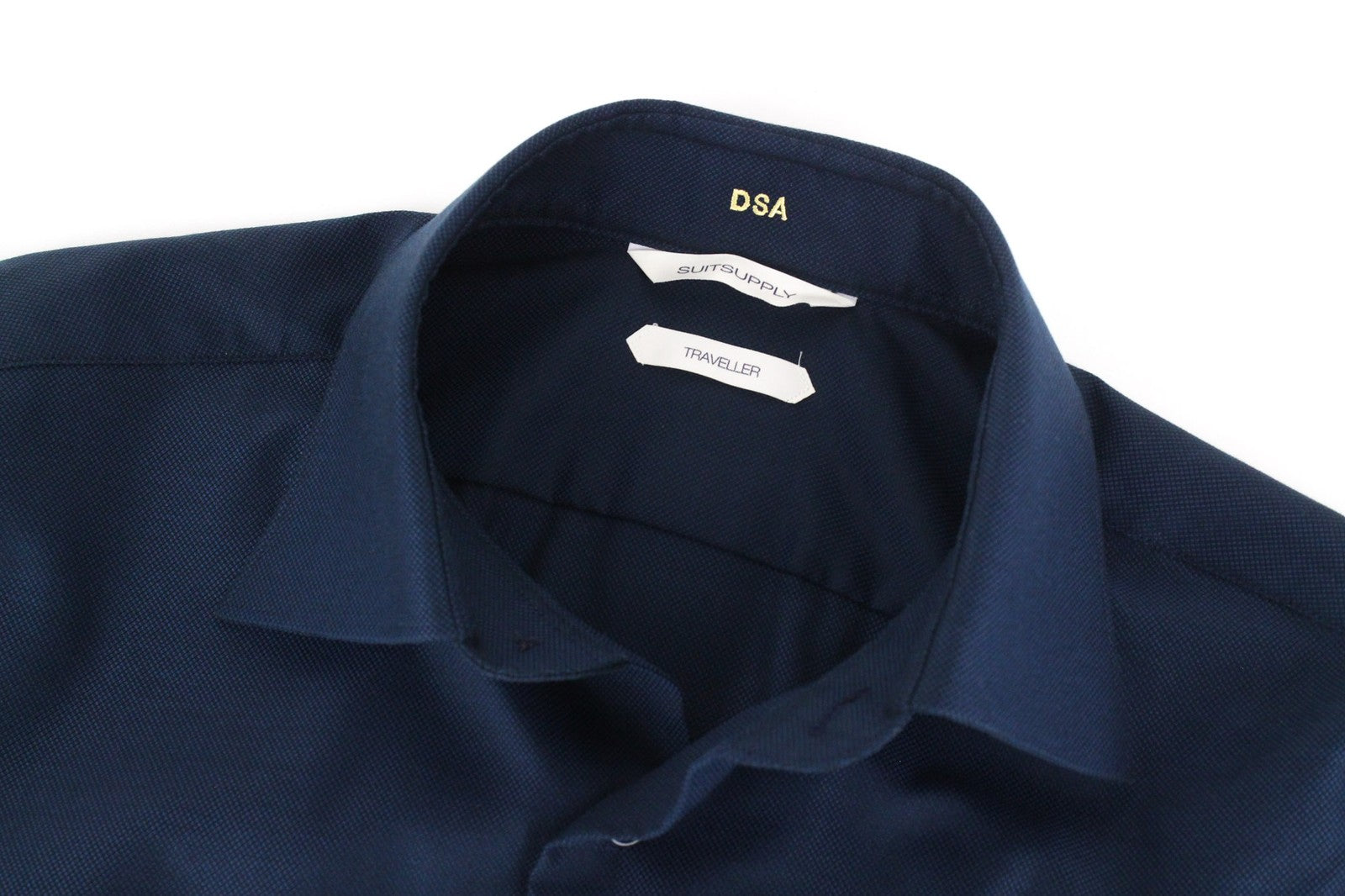 SUITSUPPLY Traveller Men Shirt 39 Extra Slim Navy Pure Cotton Button-Up