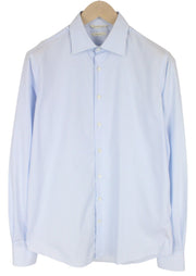 SUITSUPPLY Men Shirt 39L/15 1/2L Slim Long Blue Pure Cotton Striped Long Sleeve