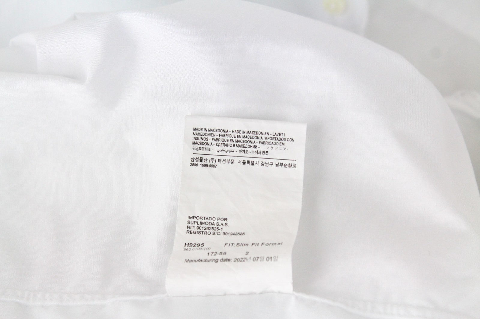 SUITSUPPLY Men Shirt 46/18 Slim White Pure Cotton Button-Up Twill Classic