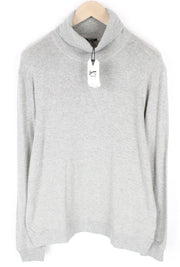 DENHAM Women Sweatshirt XL Grey Marl Cotton Blend Stretch Tab Roll Neck Casual