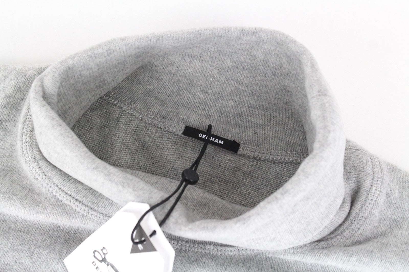 DENHAM Women Sweatshirt XL Grey Marl Cotton Blend Stretch Tab Roll Neck Casual